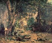 A Thicket of Deer at the Stream of Plaisir Fountaine Gustave Courbet